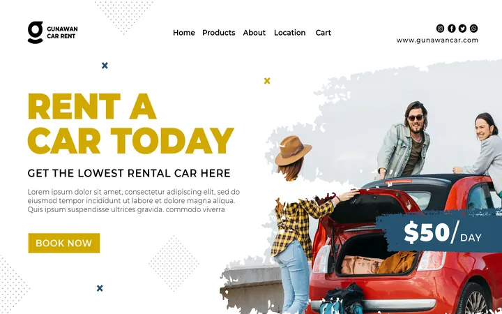 Car rental landing page