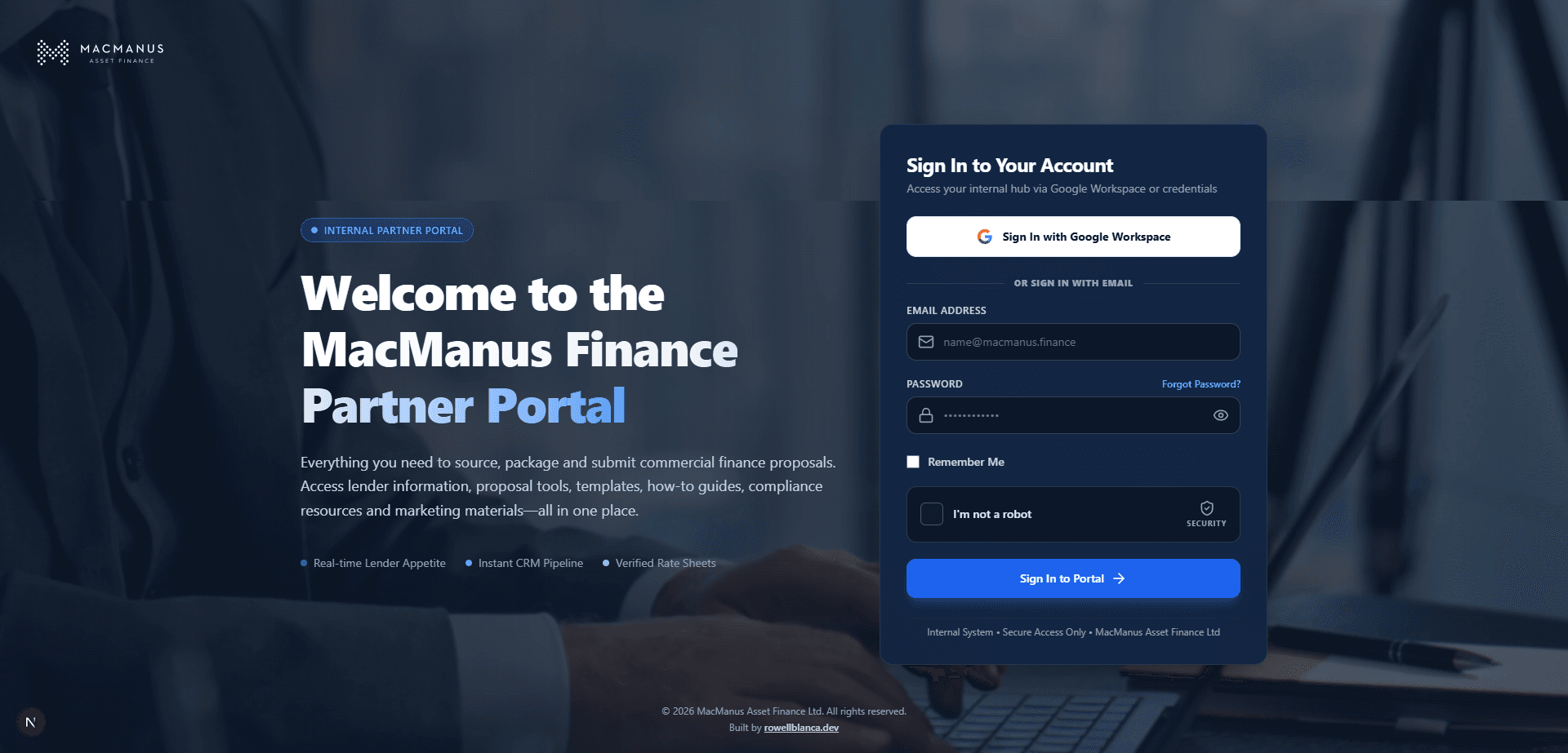 MacManus Asset Finance Portal screenshot 1